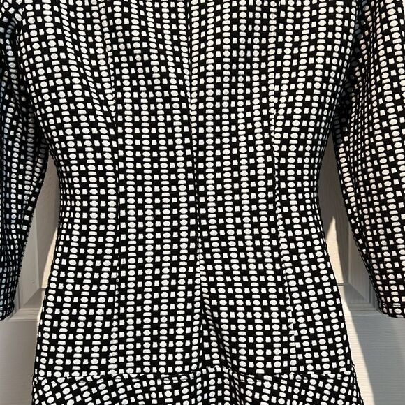 Calvin Klein Black/White 3/4 Sleeve Fit & Flare Dress Size 4 - Picture 9 of 12